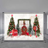 Aperturee - Rote Briefkastentür beige Wand Weihnachtskulisse